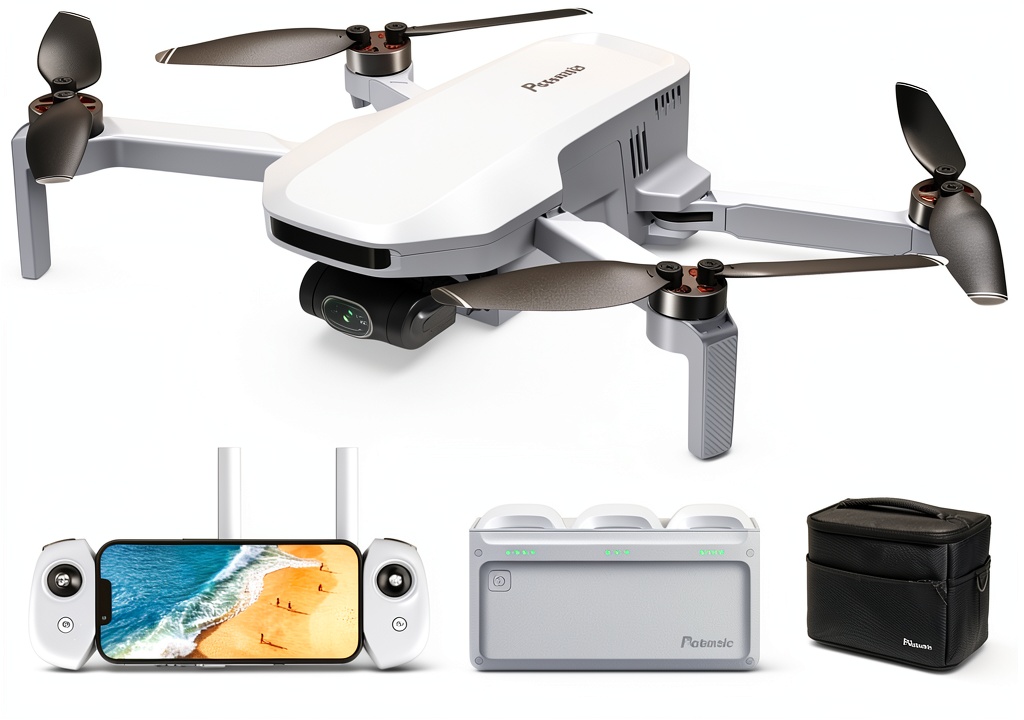 Potensic ATOM Drone in flight over a scenic landscape