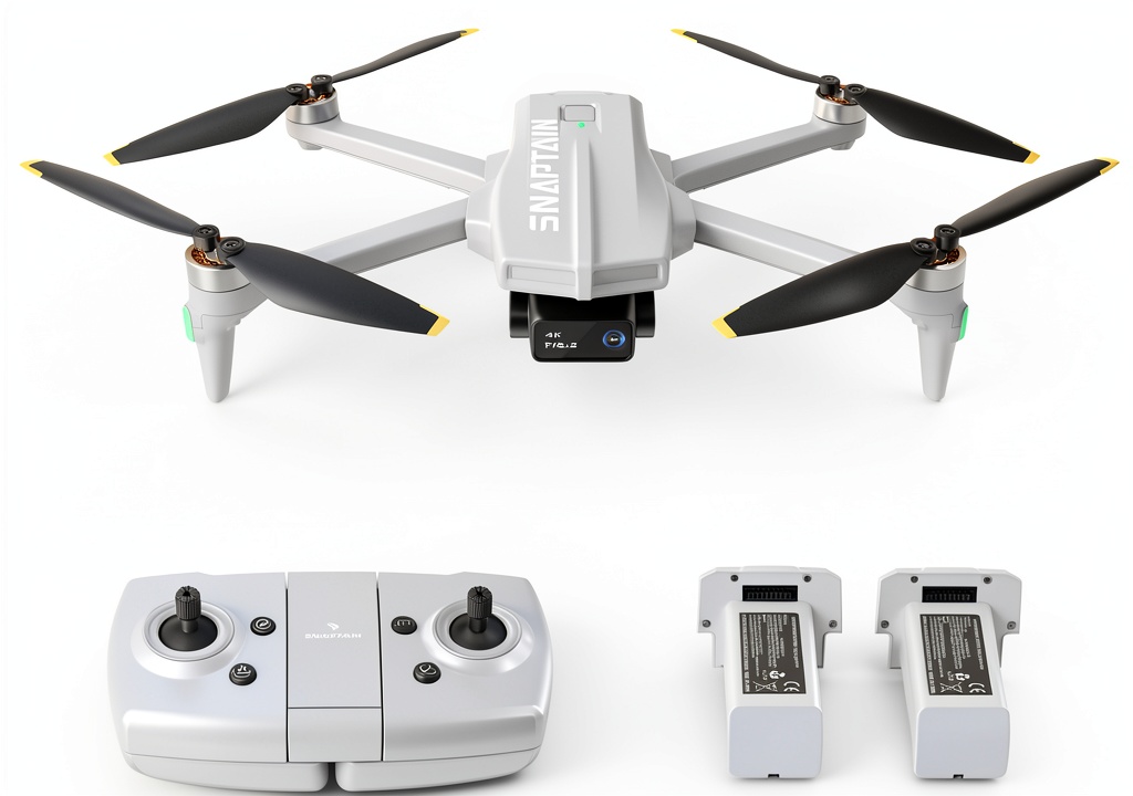 Snaptain P10 drone in flight capturing 4K video