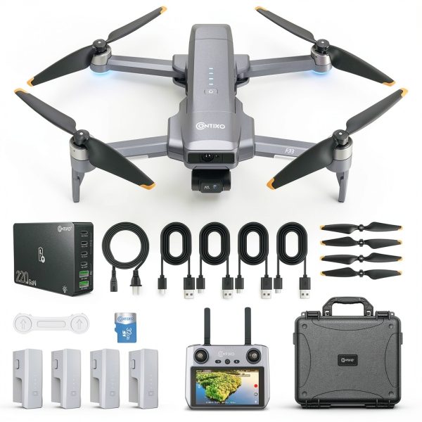 Contixo F33 Vortex Drone 4K GPS Travel Bundle 4 Batteries-0