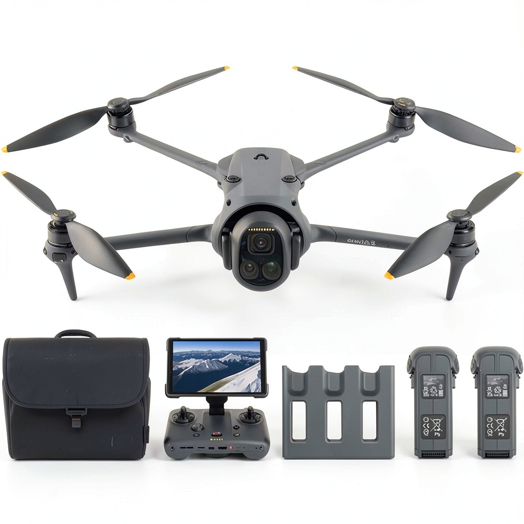 DJI Mavic 4 Pro drone in flight capturing a landscape