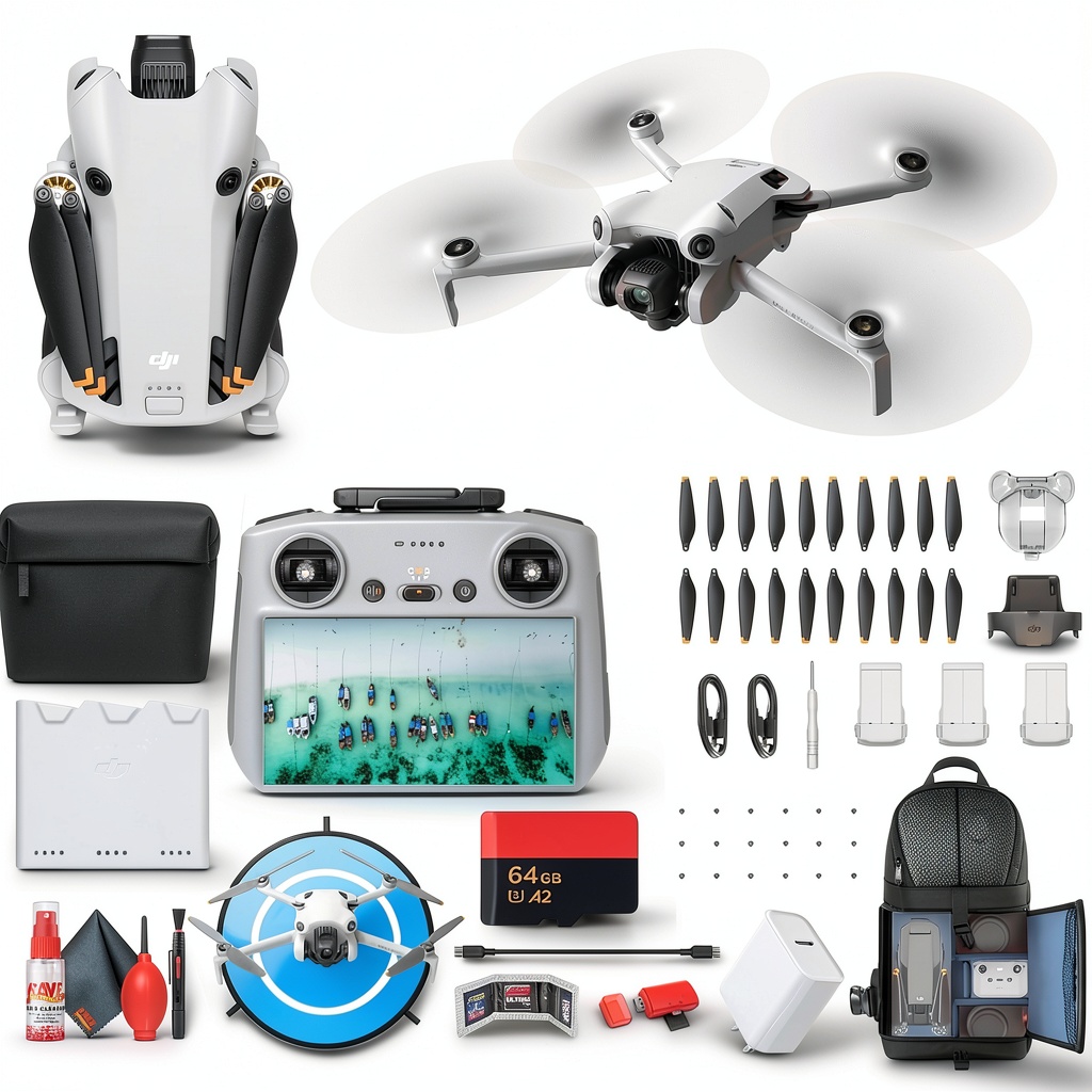 DJI Mini 4 Pro Drone in flight over a scenic landscape